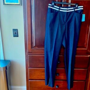 Stylish Black Dress Pants with White Trim